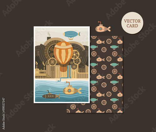 Vector cards steampunk