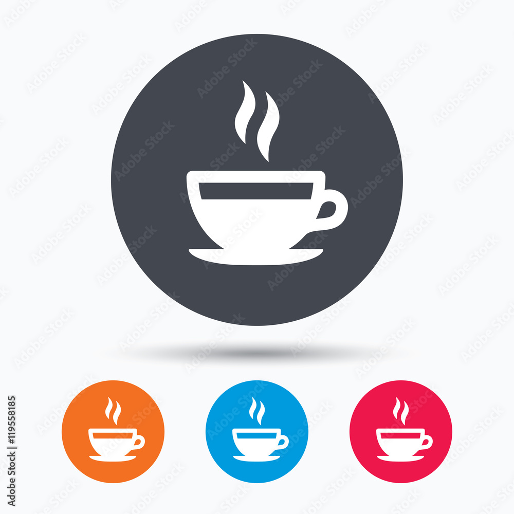 Coffee cup icon. Hot tea drink sign. Coffee cup icon. Hot tea drink sign.