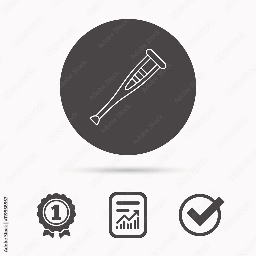 Crutch icon. Orthopedic therapy sign.