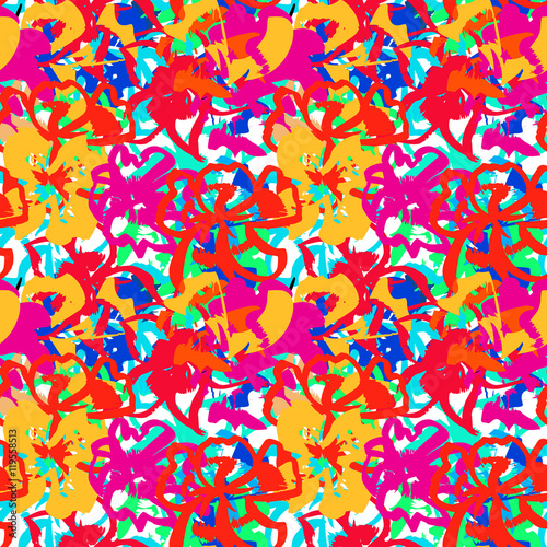 Hand drawn colorful seamless pattern with ink prints