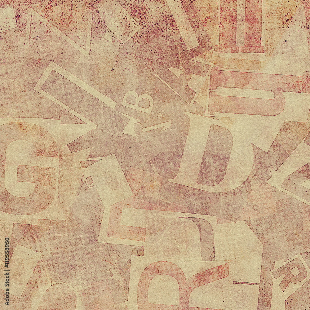 retro letters collage background and texture