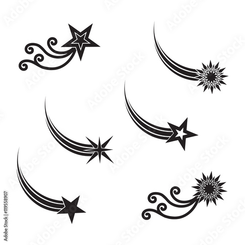 Falling stars vector set.