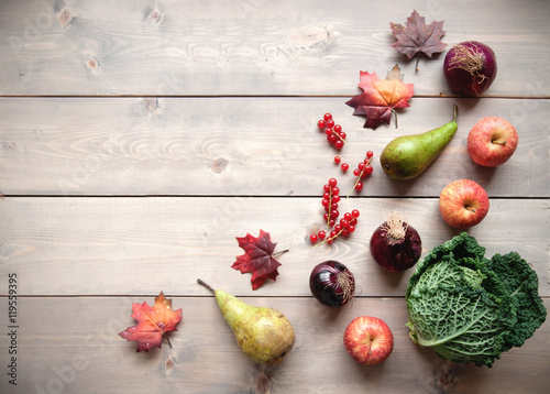Assorted autumn fruits and ...