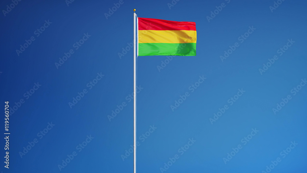 Bolivia flag waving against clean blue sky, long shot, isolated with clipping mask alpha channel transparency, perfect for film, news, digital composition Bolivia flag waving against clean blue sky, long shot, isolated with clipping mask alpha channel transparency, perfect for film, news, digital composition