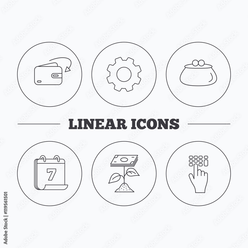 Cash money, profit and wallet icons. Cash money, profit and wallet icons.