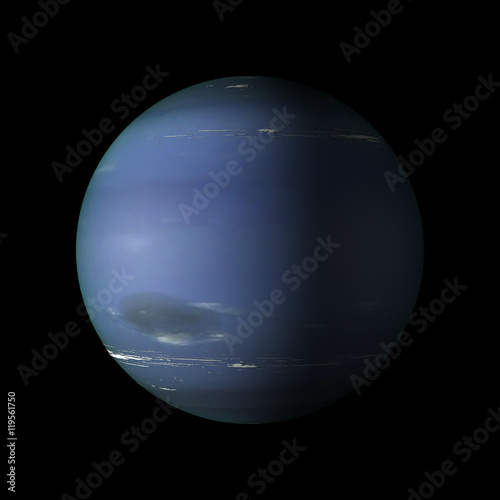Fototapeta Naklejka Na Ścianę i Meble -  Neptune Solar system planet on black background 3d rendering. Elements of this image furnished by NASA