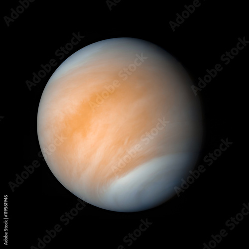 Fototapeta Naklejka Na Ścianę i Meble -  Venus Solar system planet on black background 3d rendering. Elements of this image furnished by NASA