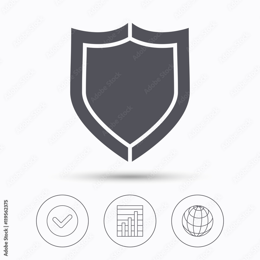 Shield protection icon. Defense equipment sign. Shield protection icon. Defense equipment sign.