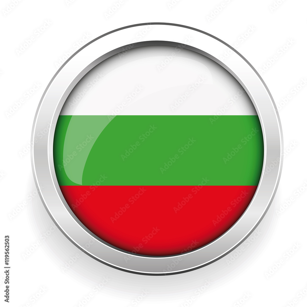 Bulgaria flag silver button vector Bulgaria flag silver button vector