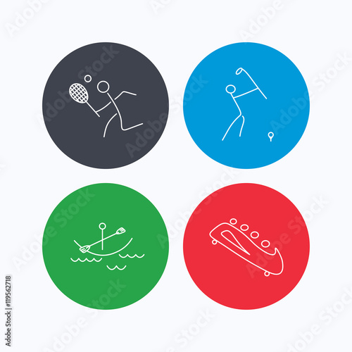Boating, tennis and golf icons.