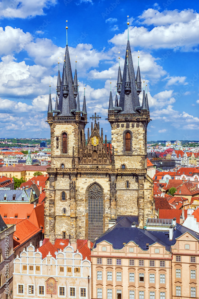 Fototapeta premium Cathedral of Our Lady before Tyn in Prague, Czech Republic