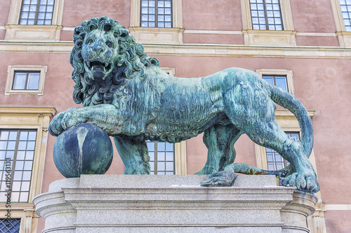 Canvas Print bronze lion at the Royal Palace in Stockholm, Sweden