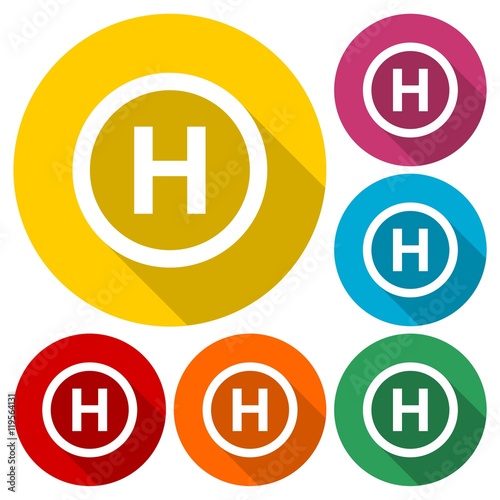 Helipad color icon, Flat Helicopter Platform icon
