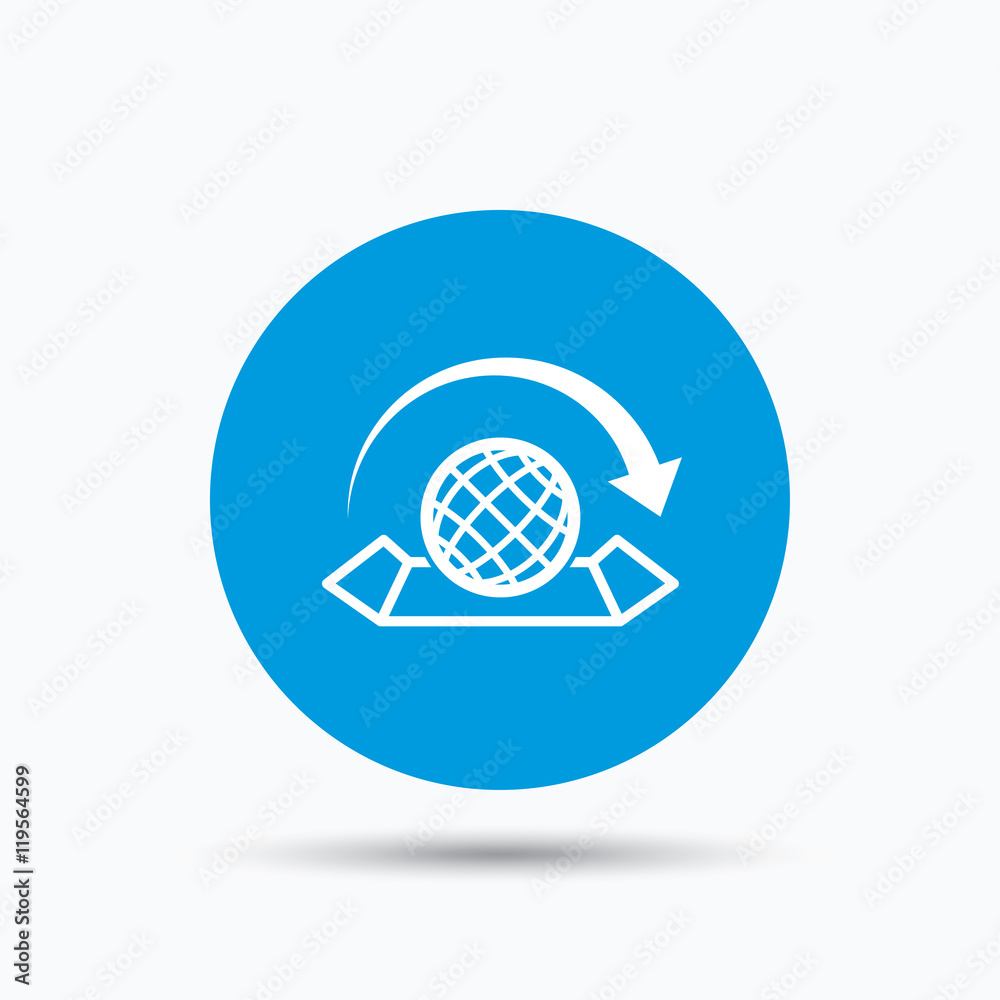 World map icon. Globe with arrow sign. World map icon. Globe with arrow sign.