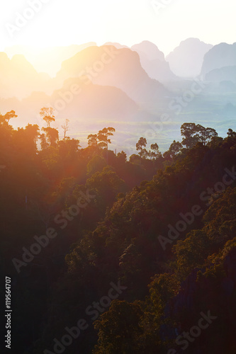 Mountain Beautiful sunset in Thailand.