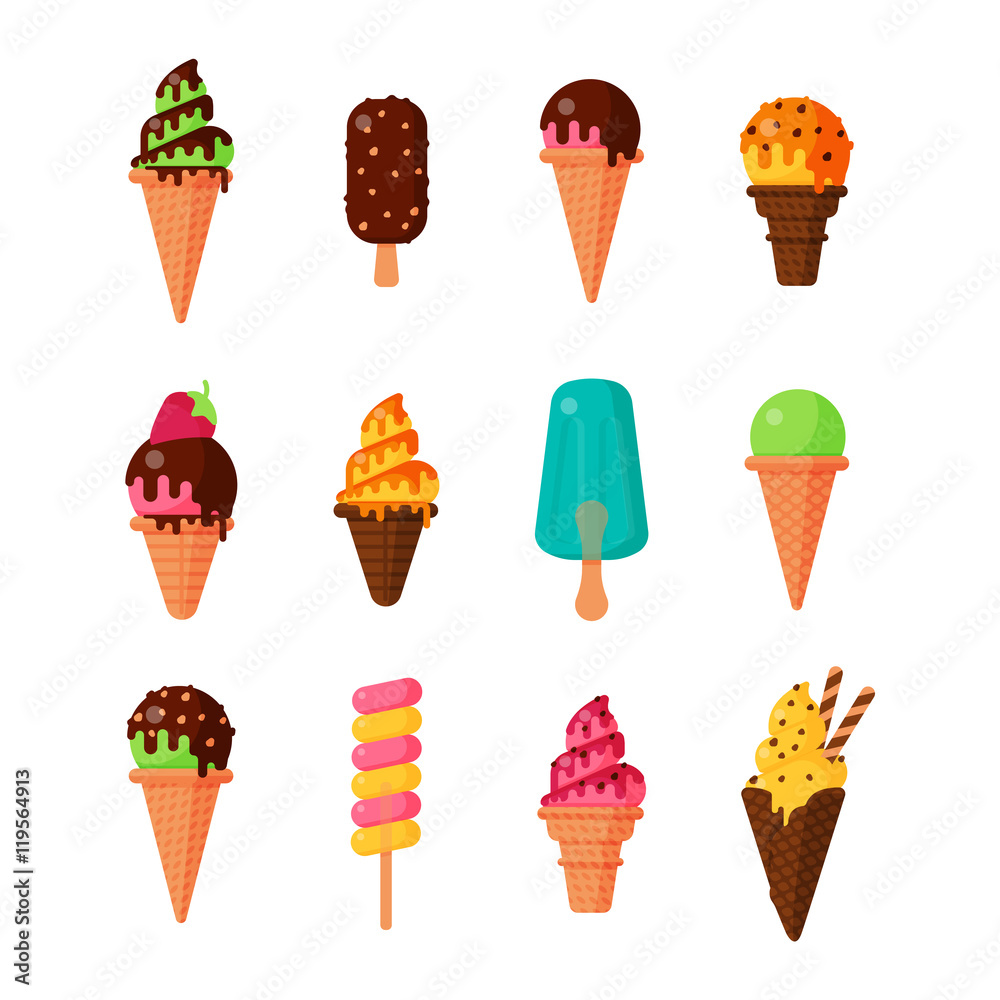 Set of ice cream icons Set of ice cream icons