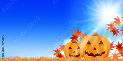 ハロウィン　かぼちゃ　紅葉　背景