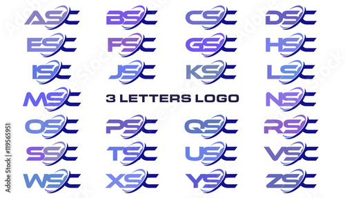 3 letters modern generic swoosh logo ASC, BSC, CSC, DSC, ESC, FSC, GSC, HSC, ISC, JSC, KSC, LSC, MSC, NSC, OSC, PSC, QSC, RSC, SSC, TSC, USC, VSC, WSC, XSC, YSC, ZSC