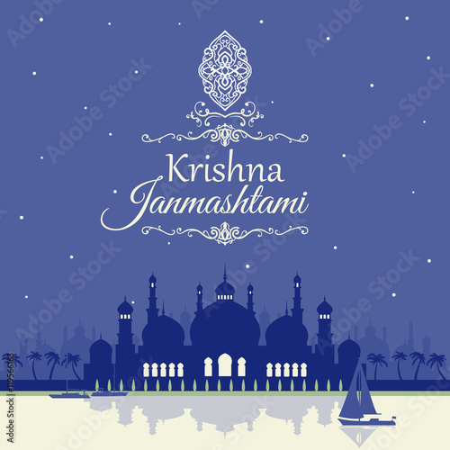 vector illustration of Happy Janmashtami wallpaper background.