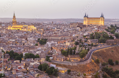 Old town cityscape at twilight, Toledo, Spain