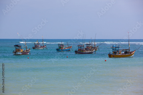 Fishing boats in the indian ocean, Sri Lanka