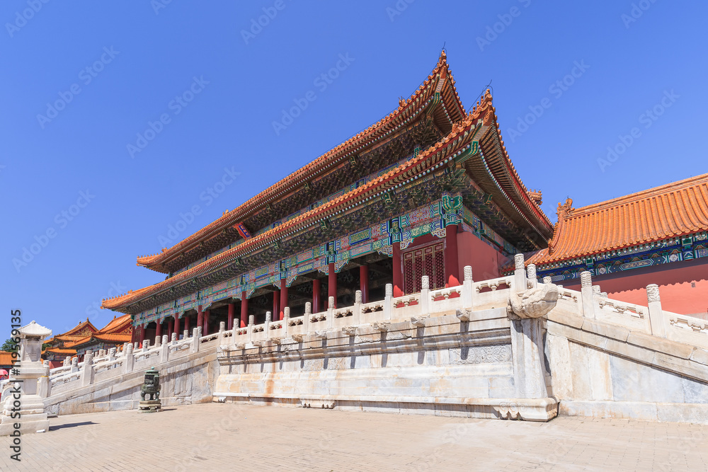 View on majestic pavilion, Palace Museum (Forbidden City), Beijing, China.