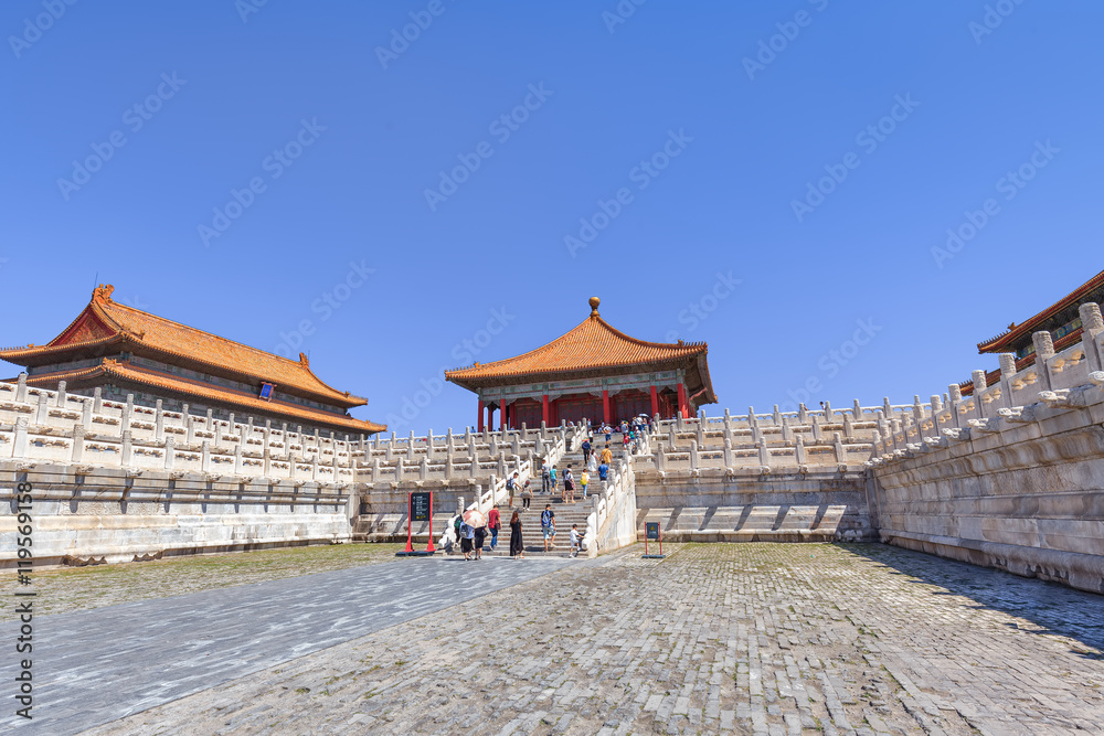View on majestic pavilion, Palace Museum (Forbidden City), Beijing, China.