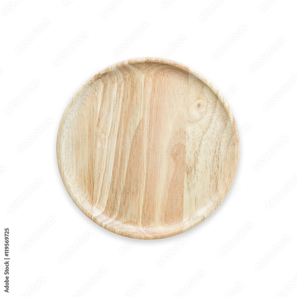Top view bright empty wooden dish isolated on white. Saved with Top view bright empty wooden dish isolated on white. Saved with