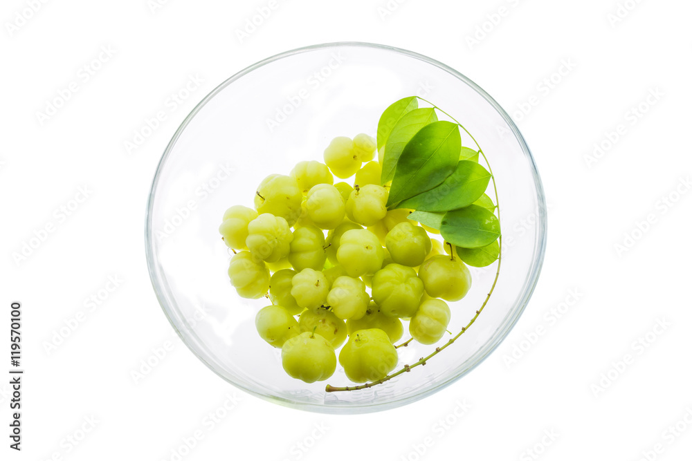 Star gooseberry in bowl isolated on white background Star gooseberry in bowl isolated on white background