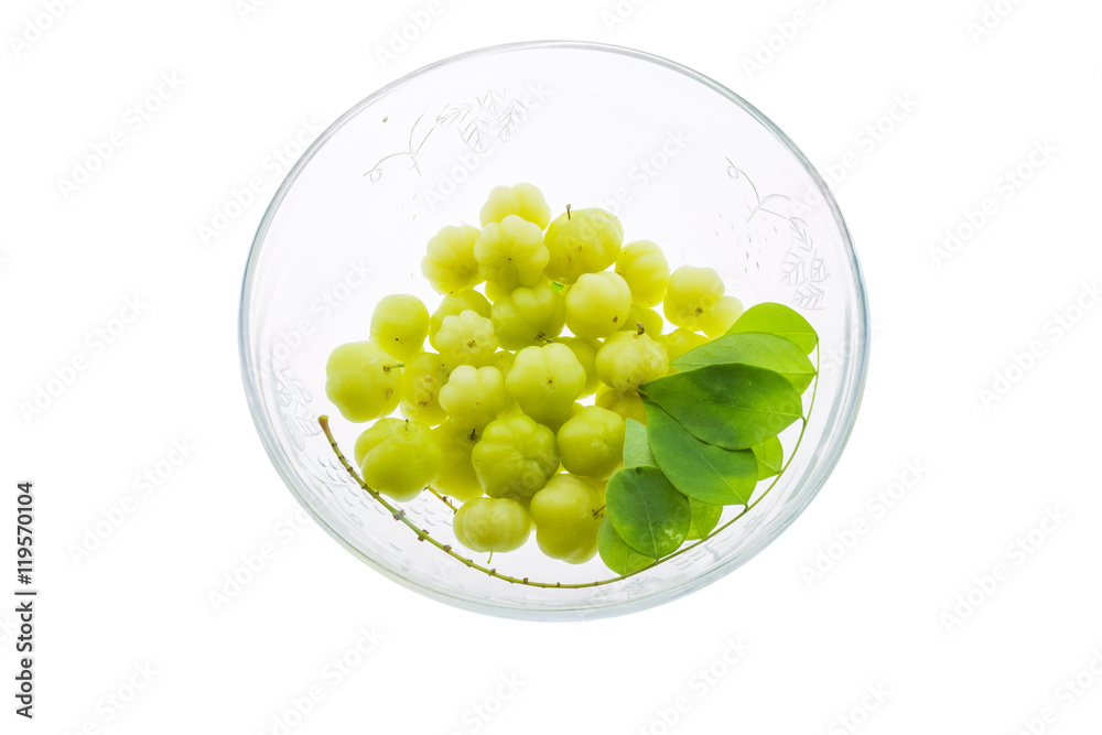 Star gooseberry in bowl isolated on white background Star gooseberry in bowl isolated on white background