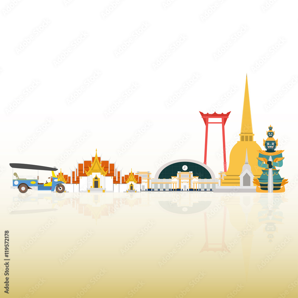 Thailand Travel Landmarks. Vector and Illustration Thailand Travel Landmarks. Vector and Illustration