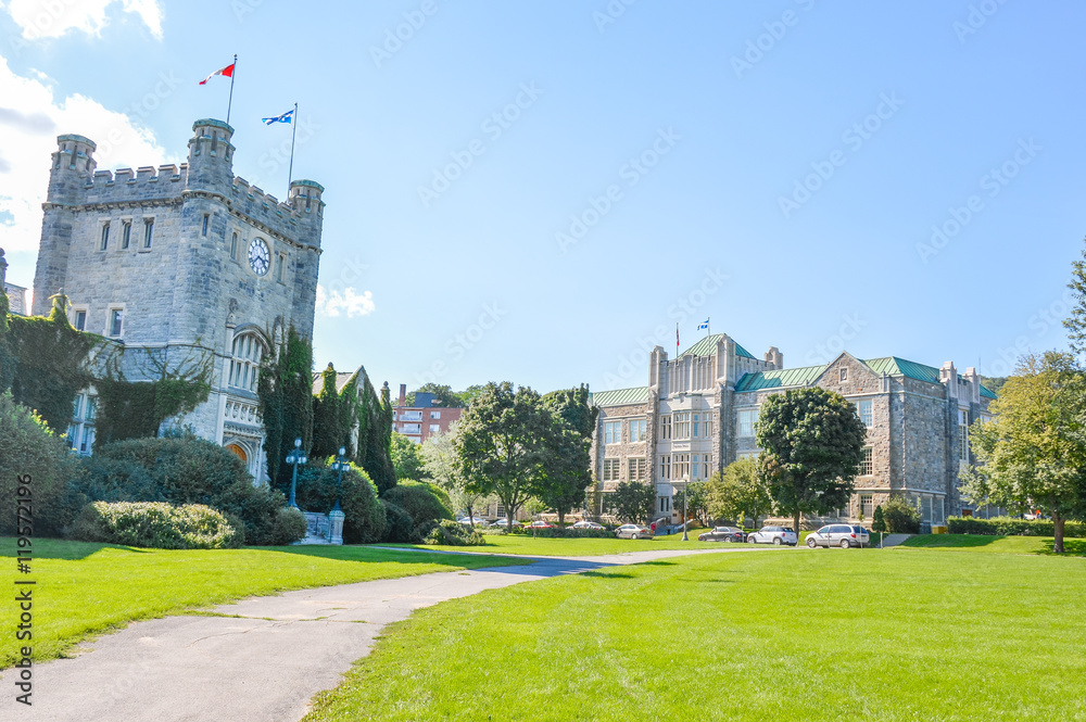 Fototapeta premium Selwyn House School and Westmount City Hall in Montreal downtown