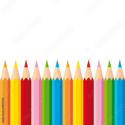 Collection of colorful pencils on white background