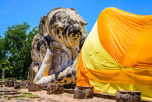 Reclining Buddha at Wat Lokayasutharam, Ayutthaya, Thailand photo