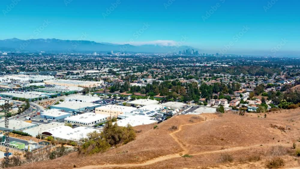 Time-lapse from Baldwin Hills Scenic Overlook with a view of Downtown LA and the San Gabriel Mountains Time-lapse from Baldwin Hills Scenic Overlook with a view of Downtown LA and the San Gabriel Mountains