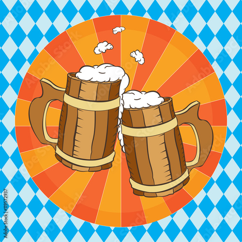Beer. Oktoberfest poster.Oktoberfest German beer festival. Wiesn. 
