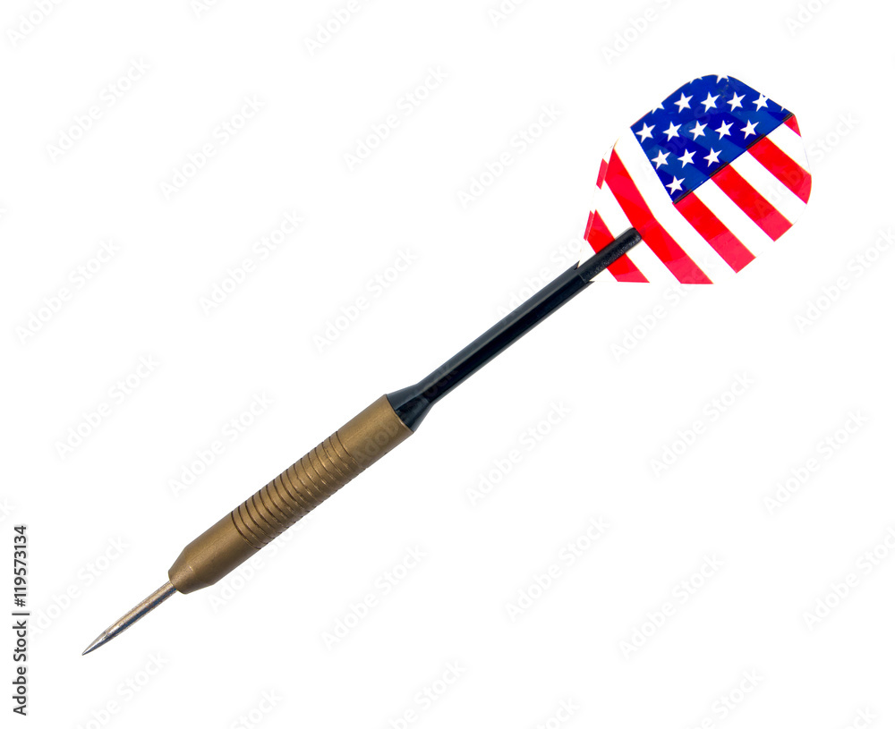 Dart arrow in american flag tail style isolated on white backgro Dart arrow in american flag tail style isolated on white backgro