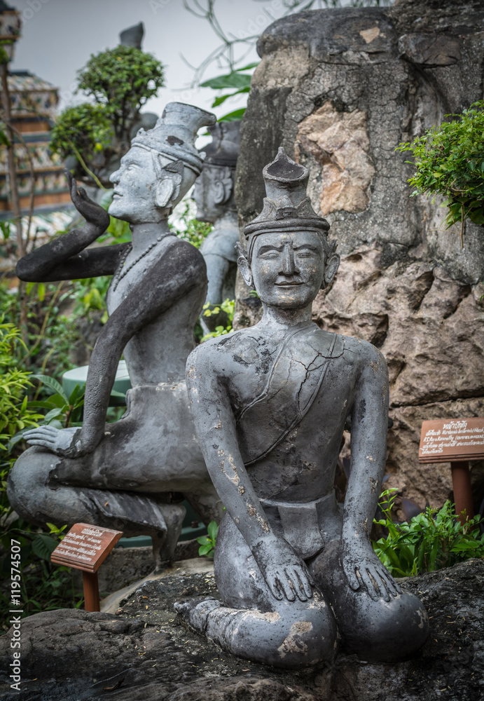 Contortionist hermit  statue in wat pho ,Bangkok Thailand.