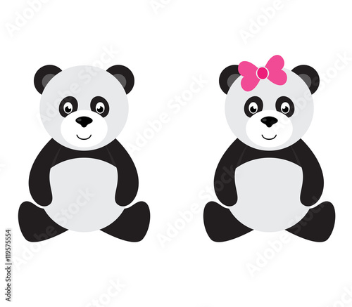 cartoon panda sitting set