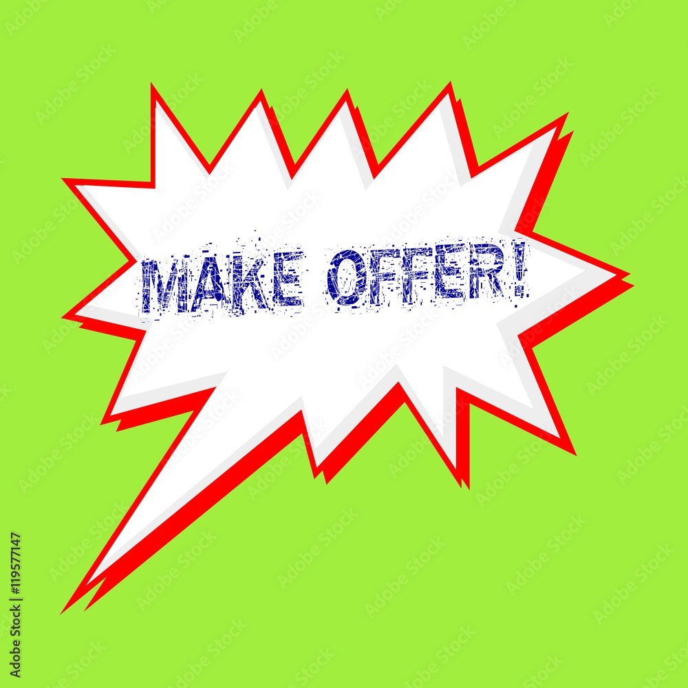 Make offer blue wording on Speech bubbles Background Green-yellow