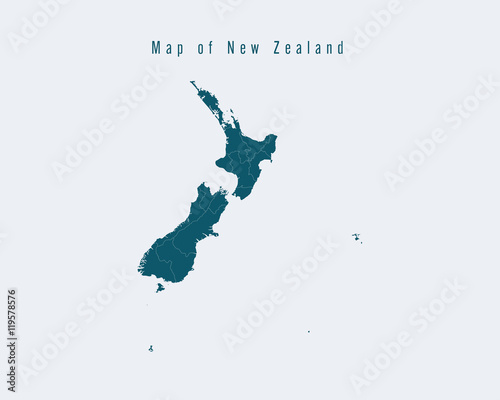 Modern Map - New Zealand with federal states