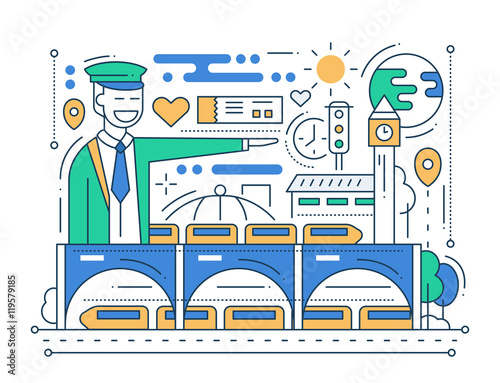 Railway Station - line design composition