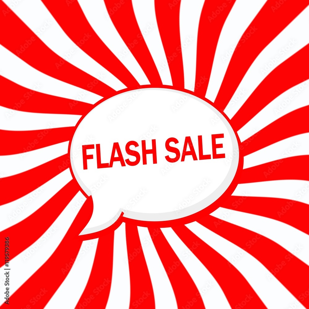flash sale Speech bubbles wording on Striped sun red-white background flash sale Speech bubbles wording on Striped sun red-white background