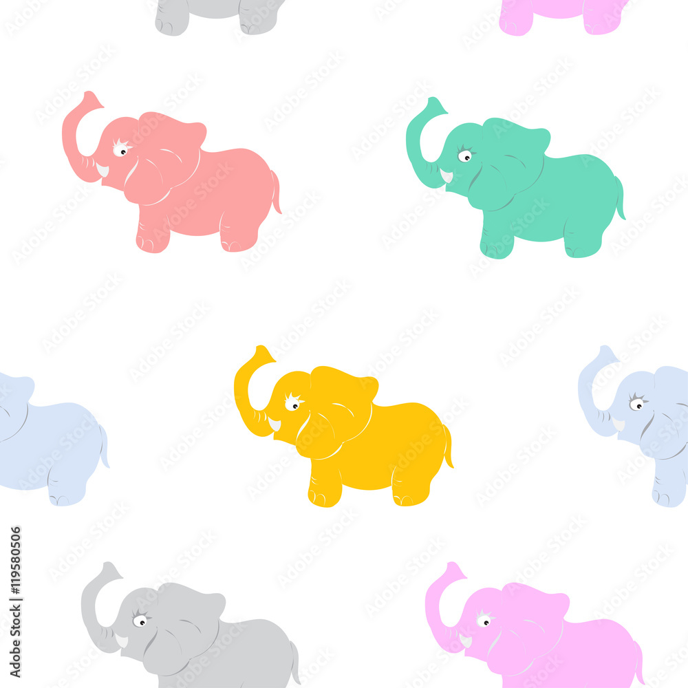Fototapeta premium African elephant baby animal Seamless Pattern