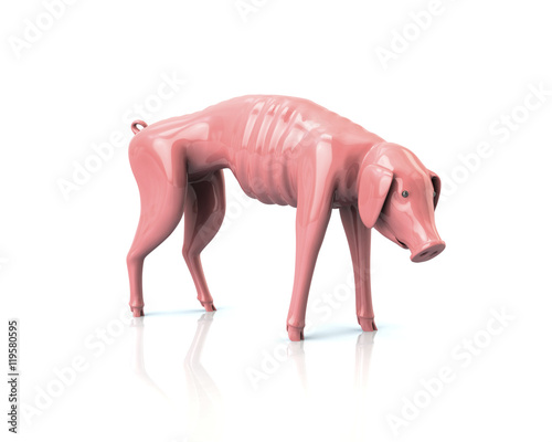 Crisis Concept. 3d illustration of poor piggy bank