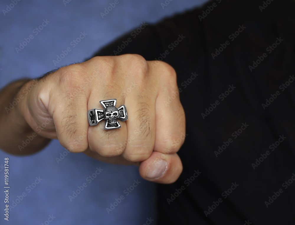 Fototapeta premium Fist with a ring - Stainless Steel