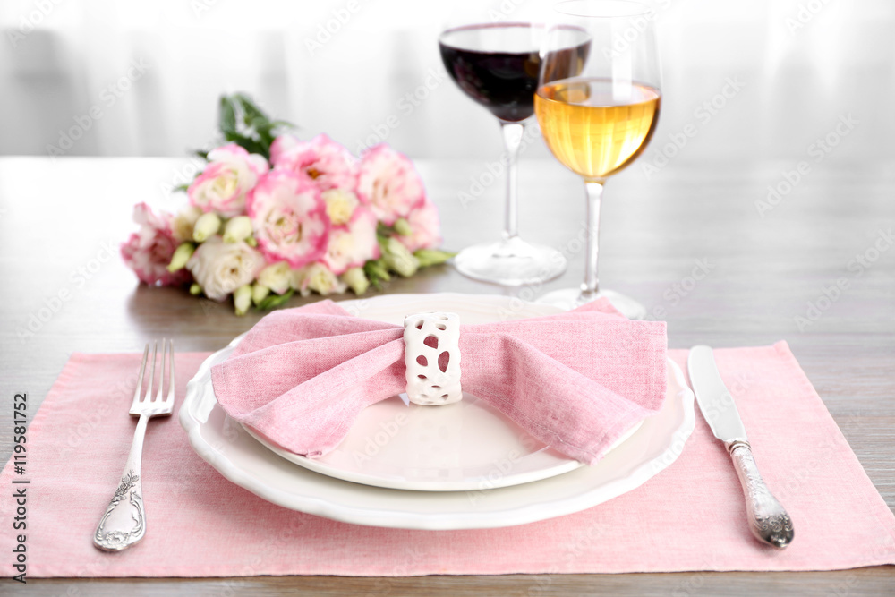 Beautiful table setting with flowers Beautiful table setting with flowers