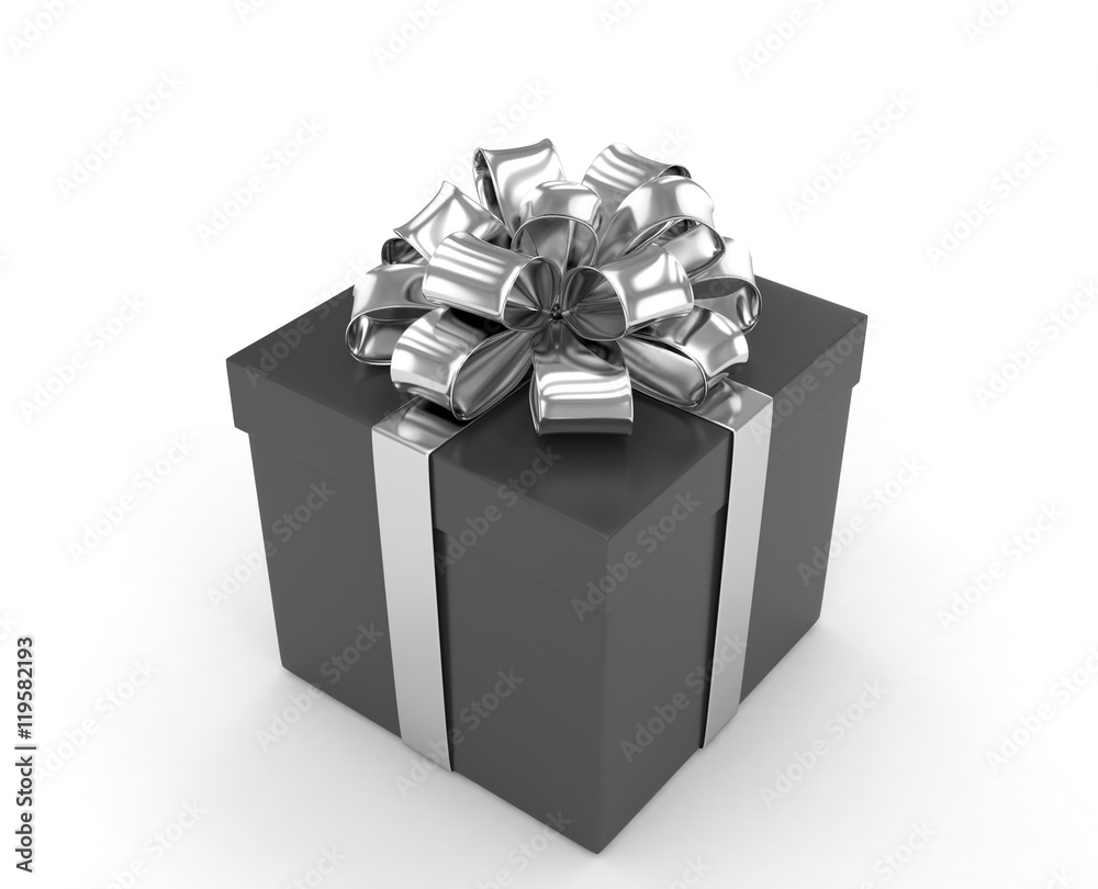 Obraz premium gift box with bows isolated on white. 3d rendering.