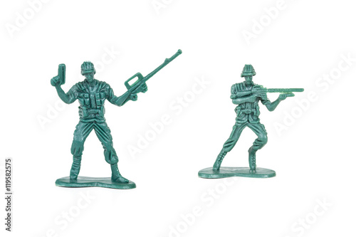 miniature  soldiers toy  on white background