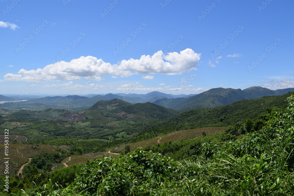 aerial view of hills and mountains in Gia Lai, vietnam